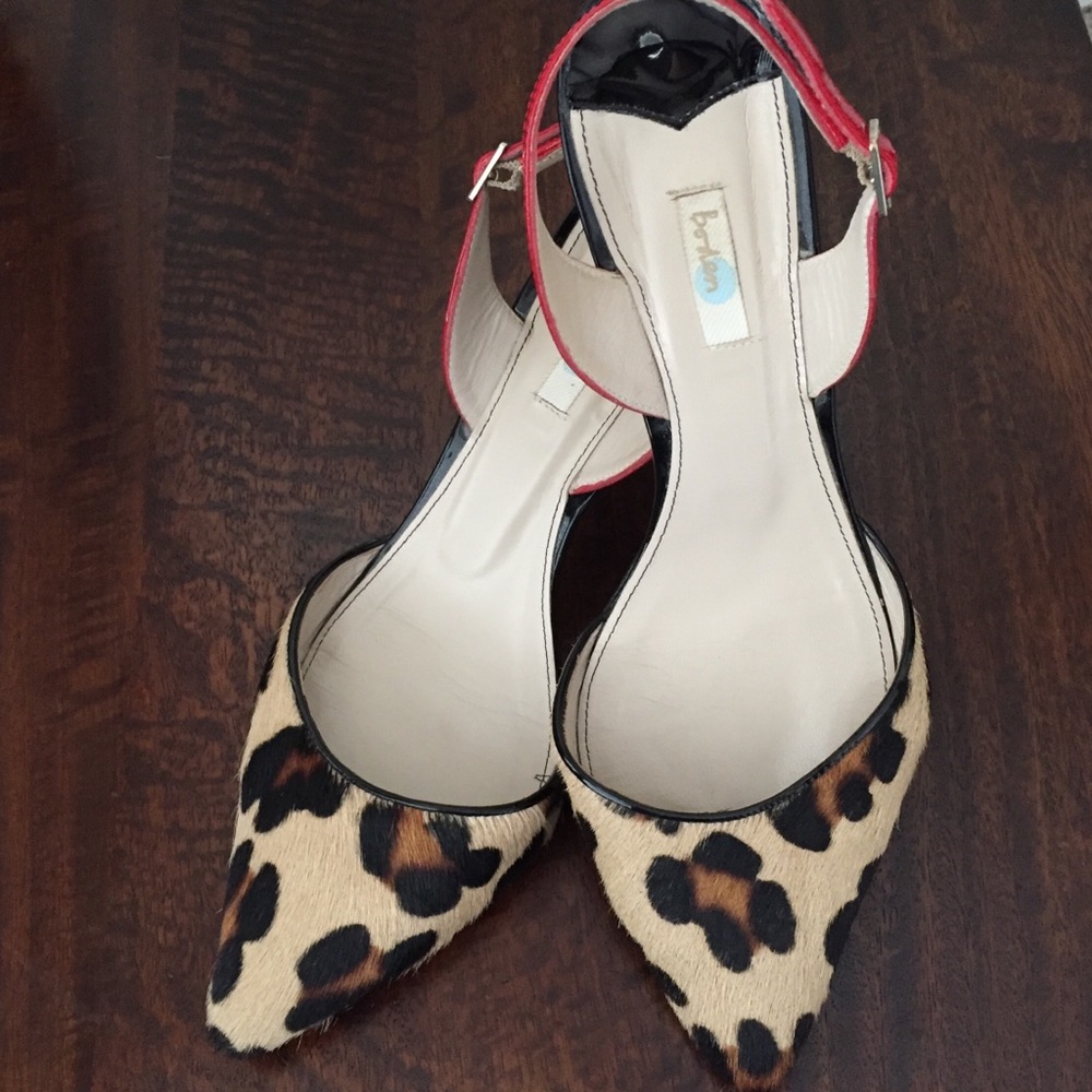 Boden Leopard Calf Hair Sling Back Pumps